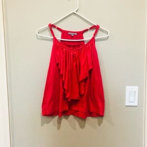 Charlotte russe coral, ruffle , spaghetti strap shirt
